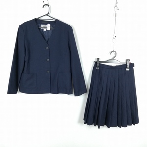 1円 イートン スカート 上下2点セット 160 大きいサイズ 冬物 女子 学生服 中学 高校 紺 制服 中古 ランクC EY1280