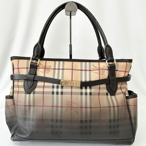 バーバリー Burberry ハンドバッグ トートバッグ グラデーション ノバチェック ブラック ブラウン レザー 