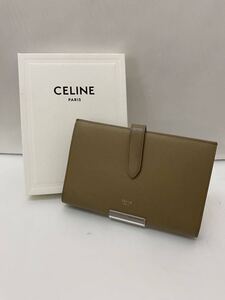 20240920【CELINE】セリーヌ ストラップウォレット レザー 財布 ベージュ 無地 S-SD-4178