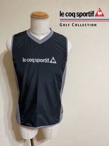 【美品】 le coq sportif golf ルコック ゴルフ ウェア ウインド 切替し ベスト Vネック トップス サイズL 黒 グレー PROCTIVE GEAR