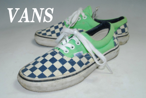 DSC6795◆驚愕の完全売り切り！早い者勝ち！バンズ◆VANS/スリッポン/緑/白/23㎝/ロー/ストリート最強！スニーカー！存在感抜群！注目１足