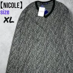 【NICOLE】　ニコルセレクション　カットソー　メンズ　長袖　ゼブラ柄　XL