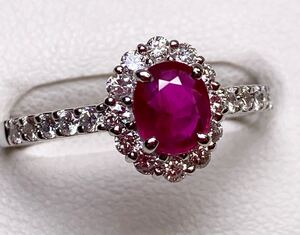 ◆１円～◆☆★新品★☆綺麗◆ 天然ルビー 0.72ct ダイヤモンド 高級リング D0.40ct/Pt900 Ruby Ring◆