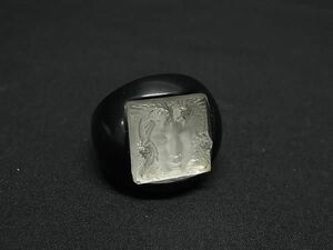 1円 ■美品■ LALIQUE ラリック アレトゥーズ リング 指輪 アクセサリー 約12号 レディース ブラック系 FB4046