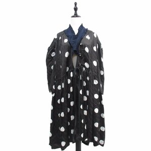 美品 22AW BALENCIAGA バレンシアガ ロゴ×ドット柄 オーバーサイズ シャツワンピース ドレス コートとしても着用可能 サイズ1 ブラック
