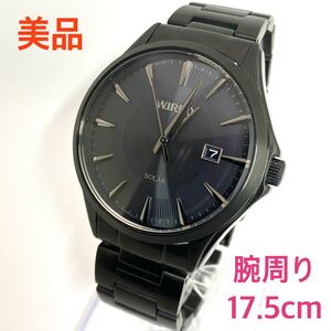 美品☆ソーラー☆送料込☆セイコー SEIKO ワイアード WIRED カレンダー機能 メンズ腕時計 ブラック AS32-KCH0 AGAD412