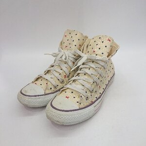 ◇ CONVERSE コンバース 水玉柄 ハイカットスニーカー 24.5 ベージュ系 レディース E