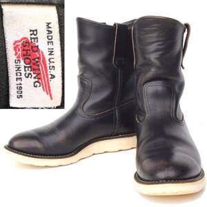 (33546)茶芯1997年製REDWING8169レッドウィング7E(25cm)(ペコスブーツ黒ブラック刺繍羽タグ サイド羽タグ タテ羽タグ 旧タグ ヴィンテージ)