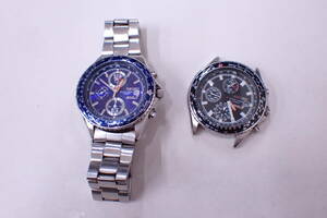 SEIKO×ANAモデル セイコー 7T92-0CF0 クロノグラフ 3針 デイト 限定品 ブルー/ブラック文字盤 2点セット ハッピーフライト メンズ 腕時計