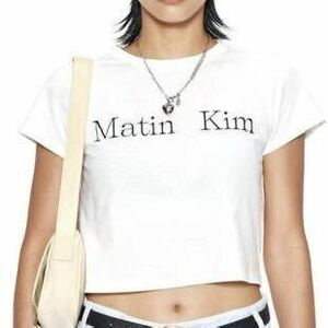 【韓国購入】Matin Kim LOGO CROP TOP ロゴクロップトップ クロップド Tシャツ MK2400TS041M WHITE ホワイト 白 マーティンキム Sサイズ