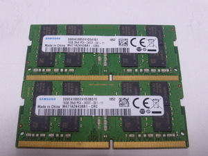 メモリ ノートパソコン用 Samsung 1.20V DDR4-2400 PC4-19200 16GBx2枚 合計32GB 起動確認済みです⑤