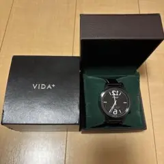 VIDA+ ブラックレザー アナログ腕時計