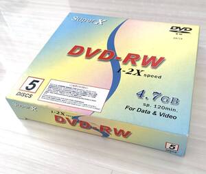 ★未開封品★録画用DVD-RW 5枚パック 4.7GB 2倍速 120分 繰り返し録画用 ビデオ用 SuperX