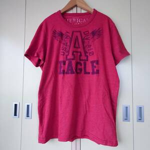 アメリカン・イーグル・アウトフィッターズ（AMERICAN EAGLE OUTFITTERS）アメリカブランド古着半袖Tシャツ【М】綿混えんじ色系 6-6H1903