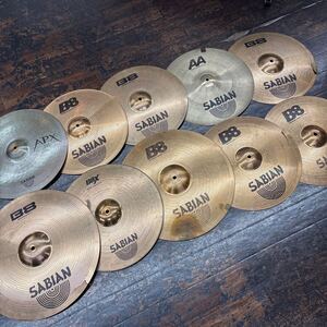 3 シンバル クラッシュ SABIAN セイビアン 10枚 まとめ 大量 ジャンク 割れ APX B8 AA B8X 16/41 18/46 打楽器 ドラム 