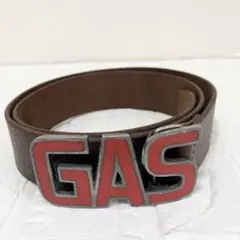 GAS ガス　ベルト　メンズ　ロゴバックル　ダークブラウン　メンズ