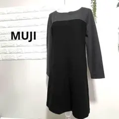 古着✨ MUJI ムジルシリョウヒン ワンピース グレー 黒 レディース L