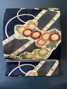 アンティーク着物◆菊　刺繍入り　名古屋帯　大正ロマン　正絹　きものさらさ奈良店