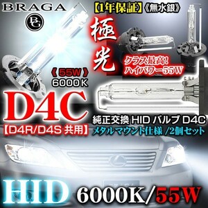 86/bB/イスト/ヴィッツ/55W・6000K/車検対応D4C/D4R・D4S共用タイプ1/純正交換HIDバルブ2個セット