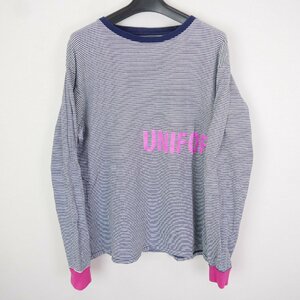 22SS uniform experiment ユニフォームエクスペリメント L/S TRIM COLOR BORDER TEE 長袖カットソー ロゴプリント ボーダー ロンT NAVY 2