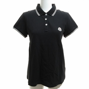 モンクレール MONCLER 美品 MAGLIA POLO MANICA CORTA ポロシャツ カットソー 半袖 胸ワッペン 黒 ブラック 白 ホワイト 84667