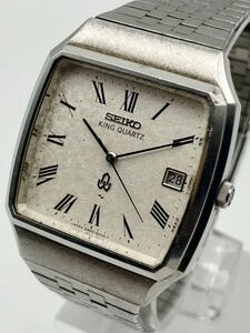 SEIKO セイコー KING QUARTZ キングクウォーツ 5855-5000 シルバー文字盤 スクエア デイト ヴィンテージ メンズ腕時計