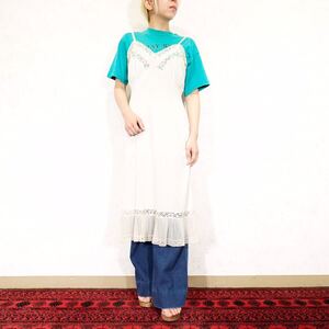 50’s〜60’s USA VINTAGE Van Raalte LACE PLEATES DESIGN NO SLEEVE NIGHTY ONE PIECE/アメリカ古着レースプリーツナイティドレス