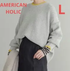 めー様 AMERICAN HOLIC 配色ラインニットプルオーバー