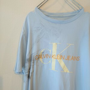 カルバンクライン　CalvinKlein Tシャツ 水色　ロゴT /Y1673