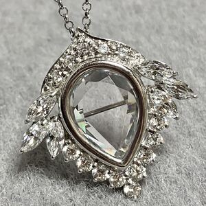 【m】美品 クリスタルガラス ブローチ ネックレストップ クリア シルバー925 SILVER