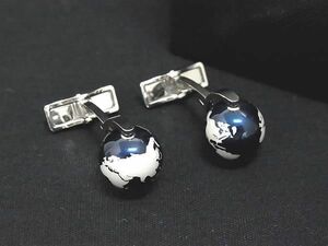 ■新品同様■ MONT BLANC モンブラン カフスボタン カフリンクス アクセサリー ビジネス 紳士 メンズ ネイビー系×シルバー系 FA4177