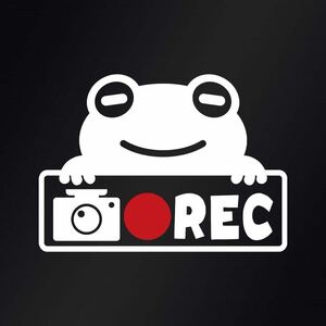 【カッティングステッカー】ドラレコ録画中ステッカーカエルデザインドライブレコーダー 蛙 REC 煽り運転防止 自己防衛 かわいい