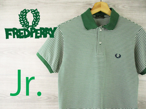 FREDPERRY●フレッドペリー ジュニア イタリア製＜コットン ロゴ刺繍 ボーダー ポロシャツ＞●H3042c