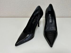 【新品・未使用】DIANA ダイアナ ポインテッドトゥパンプス レザー 型押し ピンヒール 23.5cm