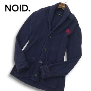 NOID. ノーアイディー 通年 刺繍★ コットン ニット ショールカラー CD カーディガン Sz.2　メンズ ネイビー　A4T10275_A#O