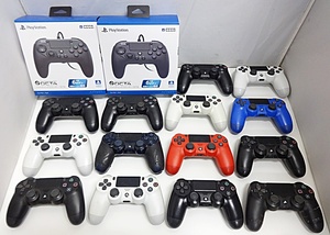 ジャンク PlayStation4 PS4用 コントローラー 16点セット / デュアルショック4・14個 + HORI ホリ ファイティングコマンダー OCTA・2個