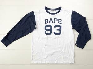 ☆ 美品 A BATHING APE アベイシングエイプ ベースボールT Fサイズ 長袖 Tシャツ BAPE 大猿 APE HEAD プリントT ☆