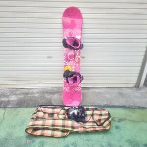 ◎【 スノーボード まとめ売り 】 スノーボード板 ビンディング SWIVEL 23.0 ピンク Stella iCEPARDAL ゴーグル グローブ バッグ 170-56