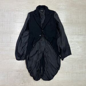 21aw 2021 良品 COMME des GARCONS コム デ ギャルソン 縮絨 ドッキング 切り替え 燕尾 ジャケット コート BLACK ブラック サイズ XS 611