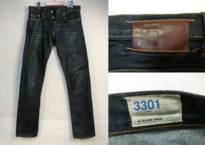 雰囲気抜群 G-STAR RAW ジースターロウ 3301 スリム ユーズド加工 デニム ジーンズ W31/D494