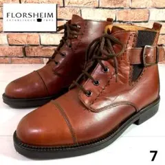 美品■FLORSHEIM■ショートブーツ✨レースアップ サイドゴア キャップトゥ