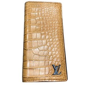 ルイ・ヴィトン LOUIS VUITTON ポルトフォイユ・ブラザ ブラウン アリゲーター 長財布 メンズ 中古