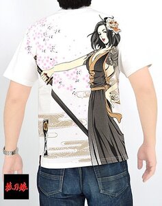 抜刀娘 一華般若半袖Tシャツ◆抜刀娘 ホワイトXLサイズ 232044 和柄 和風 着物 花魁