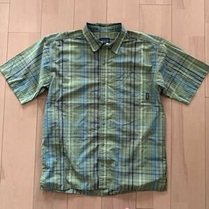 ①00s【Patagonia】パタゴニア パッカーウェアシャツ 半袖 シアサッカー Mサイズ STY 53000 S9 グリーンベース S/S Puckerware shirts