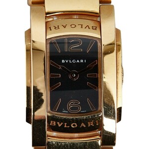 ブルガリ アショーマD 金無垢 腕時計 AAP26G クオーツ ブラック文字盤 K18 ゴールド レディース BVLGARI 【中古】