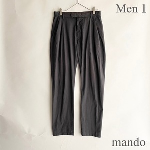 mando 日本製 マンド タックサルエルパンツ ポリエステル×レーヨン 3タック PE/RA SARROUEL PANTS 定番 テーパード グレー size 1 sk