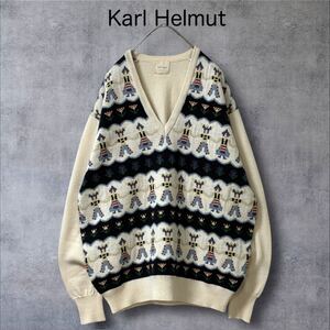 1483★貴重★Karl Helmut＊カールヘルム ヴィンテージ ウールニット Vネック 80