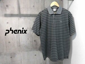 美品 PHENIX GOLF フェニックス ゴルフ ボーダー 半袖 ポロシャツ LL/半袖シャツ XL/黒 ブラック/メンズ/PS-90323/日本製