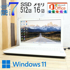 ★美品 最上級6世代4コアi7！新品SSD512GB メモリ16GB★A53X Core i7-6700HQ Webカメラ Win11 MS Office2019 Home&Business★P76397