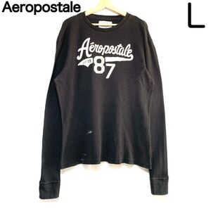 輸入古着 Aeropostale エアロポステール サーマル ロンT プリント オーバーサイズ